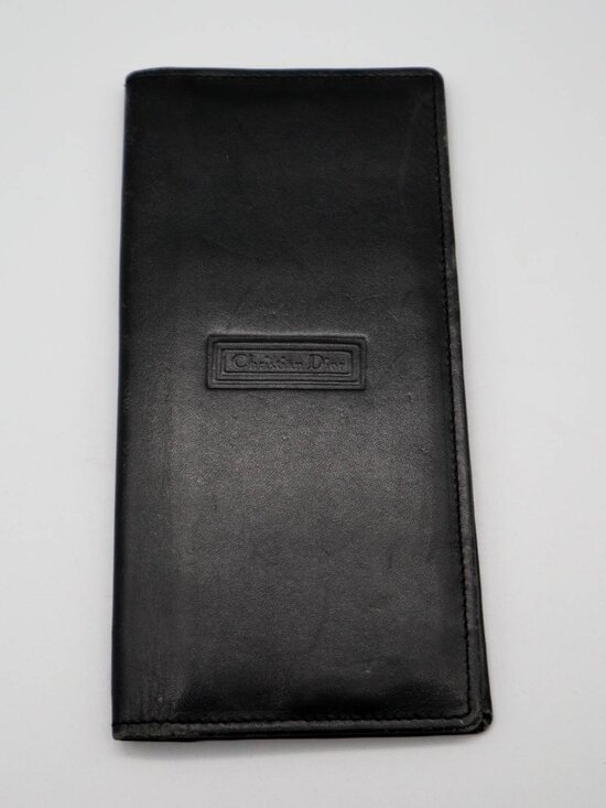 Dior Other - Vintage Christian Dior Black Leather Slim Bi-fold Wallet Continental Billfold